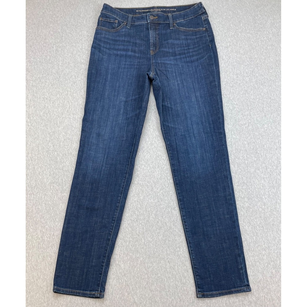 Chicos Jeans Womens 1 Tall Blue (US 8 Tall) Blue Stretch Girlfriend Slim Ankle